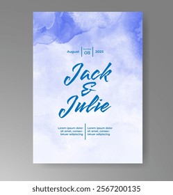 Wedding invitation with Abstract splashed watercolor background
