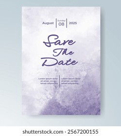 Wedding invitation with Abstract splashed watercolor background