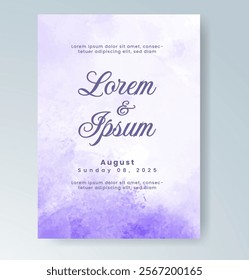 Wedding invitation with Abstract splashed watercolor background