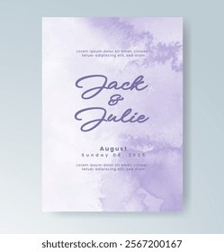 Wedding invitation with Abstract splashed watercolor background
