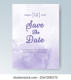 Wedding invitation with Abstract splashed watercolor background