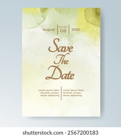 Wedding invitation with Abstract splashed watercolor background