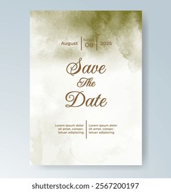 Wedding invitation with Abstract splashed watercolor background