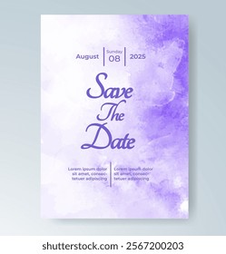 Wedding invitation with Abstract splashed watercolor background