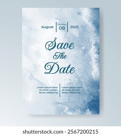 Wedding invitation with Abstract splashed watercolor background