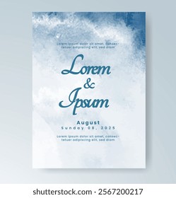 Wedding invitation with Abstract splashed watercolor background