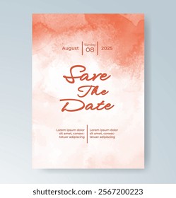 Wedding invitation with Abstract splashed watercolor background