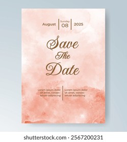 Wedding invitation with Abstract splashed watercolor background