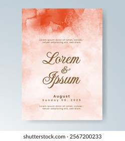 Wedding invitation with Abstract splashed watercolor background