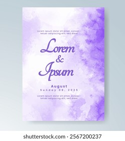 Wedding invitation with Abstract splashed watercolor background