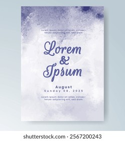 Wedding invitation with Abstract splashed watercolor background