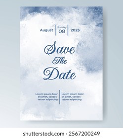 Wedding invitation with Abstract splashed watercolor background