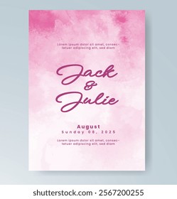 Wedding invitation with Abstract splashed watercolor background