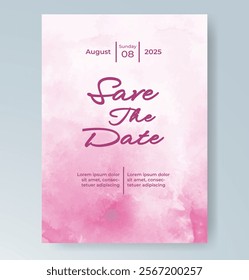 Wedding invitation with Abstract splashed watercolor background