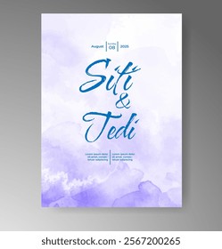 Wedding invitation with Abstract splashed watercolor background