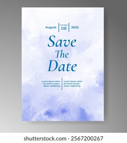 Wedding invitation with Abstract splashed watercolor background