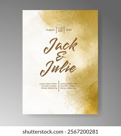 Wedding invitation with Abstract splashed watercolor background