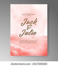 Wedding invitation with Abstract splashed watercolor background
