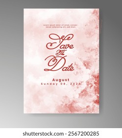 Wedding invitation with Abstract splashed watercolor background