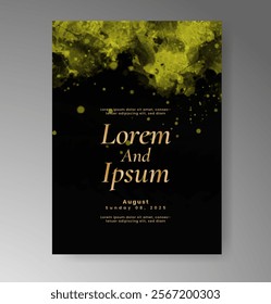 Wedding invitation with Abstract splashed watercolor background