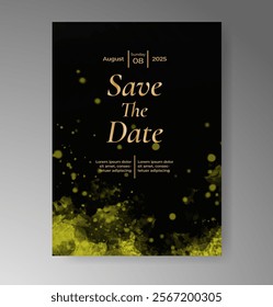 Wedding invitation with Abstract splashed watercolor background