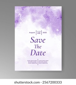 Wedding invitation with Abstract splashed watercolor background