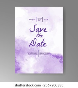 Wedding invitation with Abstract splashed watercolor background