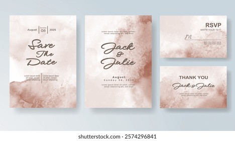 Wedding invitation with Abstract splashed watercolor background