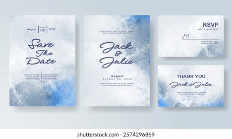 Wedding invitation with Abstract splashed watercolor background