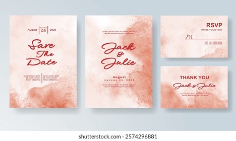 Wedding invitation with Abstract splashed watercolor background