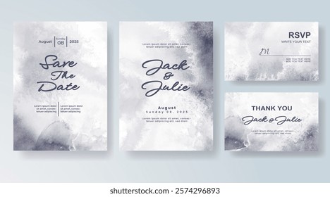 Wedding invitation with Abstract splashed watercolor background