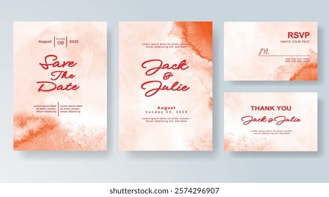 Wedding invitation with Abstract splashed watercolor background