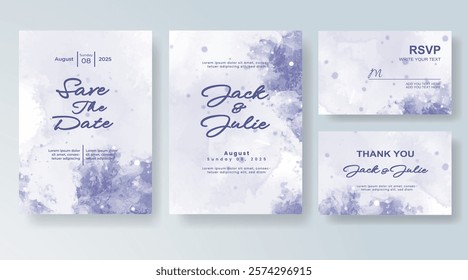 Wedding invitation with Abstract splashed watercolor background