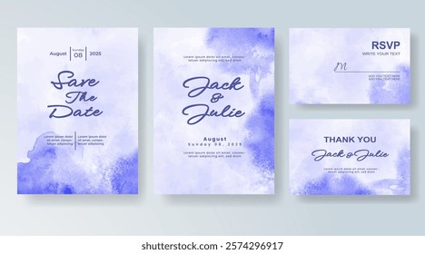 Wedding invitation with Abstract splashed watercolor background