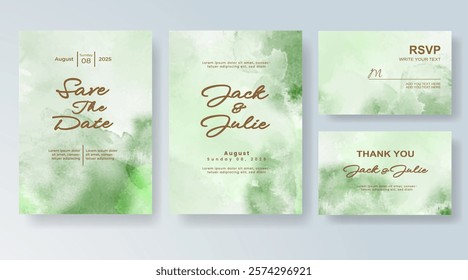 Wedding invitation with Abstract splashed watercolor background