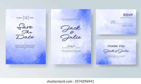 Wedding invitation with Abstract splashed watercolor background