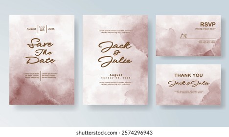 Wedding invitation with Abstract splashed watercolor background