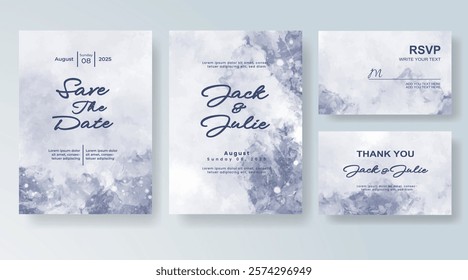 Wedding invitation with Abstract splashed watercolor background