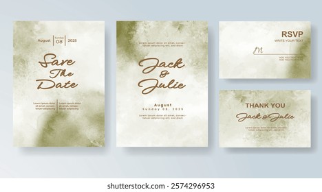Wedding invitation with Abstract splashed watercolor background