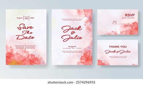Wedding invitation with Abstract splashed watercolor background
