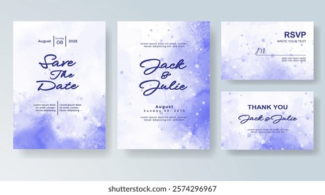 Wedding invitation with Abstract splashed watercolor background