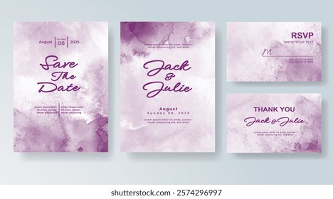 Wedding invitation with Abstract splashed watercolor background