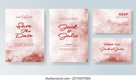 Wedding invitation with Abstract splashed watercolor background