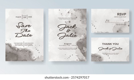 Wedding invitation with Abstract splashed watercolor background