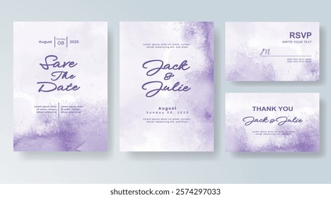 Wedding invitation with Abstract splashed watercolor background