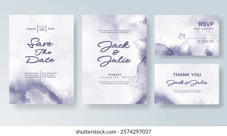 Wedding invitation with Abstract splashed watercolor background