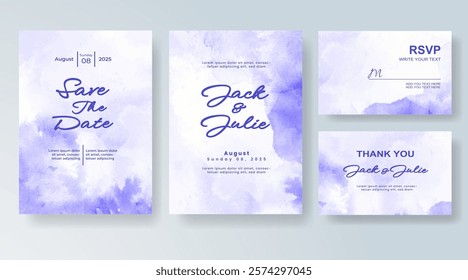 Wedding invitation with Abstract splashed watercolor background