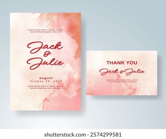 Wedding invitation with Abstract splashed watercolor background