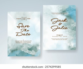 Wedding invitation with Abstract splashed watercolor background