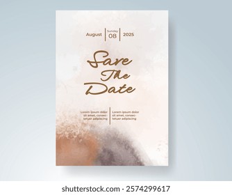 Wedding invitation with Abstract splashed watercolor background